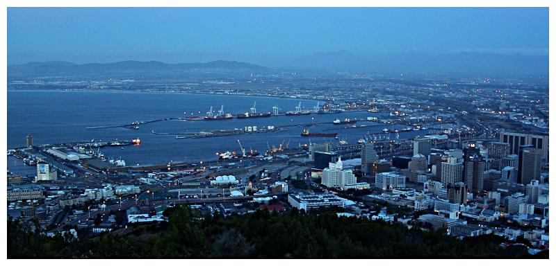 A dusk view of Cape Town taken from Signal Hill.